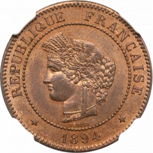 Frankreich, 5 Centimes 1894 - NGC MS65 RB