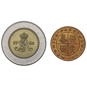 Die Dritte Republik, der Versuch einer 5-Zloty-Briefmarke von 1994 und die Marke zur Eröffnung des Münzgebäudes