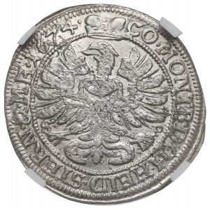 Schlesien, Herzogtum Oleśnica, Sylvius Frederick, 6 krajcars 1674 - unbeschrieben NGC MS62