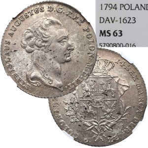 Stanislaw August Poniatowski, 1794 Taler - NGC MS63 - EXCELLENT