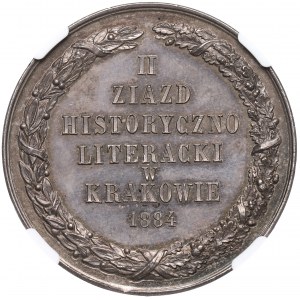 Polska, Medal II Zjazd Historyczno-literacki w Krakowie 1884 - NGC MS63