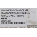 Poland, Medal of the Second Historical and Literary Congress in Cracow 1884 - NGC MS63