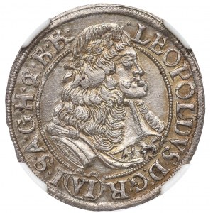 Schlesien, Leopold I., 6 Krajcars 1677 CB, Brzeg - NGC MS65