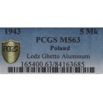Lodz Ghetto, 5 Mark 1943 - PCGS MS63