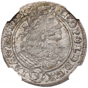 Śląsk pod panowaniem Habsburgów, Leopold I, 3 krajcary 1661, Wrocław - NGC MS62