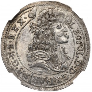 Węgry, Leopold I, 15 krajcarów 1682 - NGC MS64