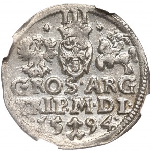 Zygmunt III Waza, Trojak 1594, Wilno - NGC MS62