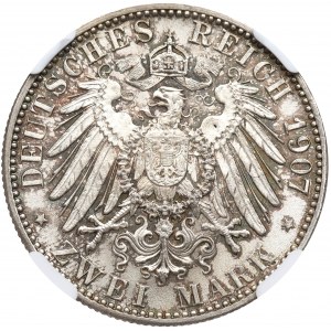 Niemcy, Badenia, 2 marki 1907 - NGC MS67