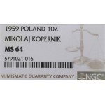 PRL, 10 złotych 1959 Kopernik - NGC MS64