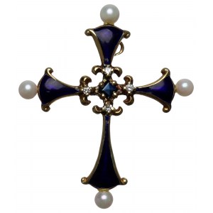 Europa, Kreuz mit Diamanten, Faberge, 14 k Gold