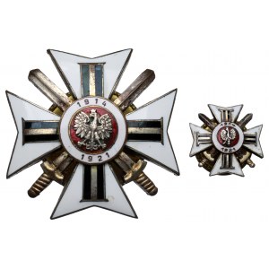 II RP, Abzeichen mit Miniatur Verband ehemaliger polnischer Armeefreiwilliger