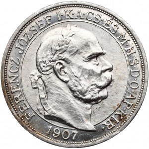 Ungarn, Franz Joseph, 5 Kronen 1907 - 40. Jahrestag der Krönung