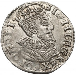 Sigismund III. Vasa, Trojak 1593, Olkusz, kleine Büste und dekoratives Gewand - Selten