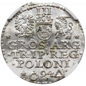 Zygmunt III Waza, Trojak 1594, Malbork - NGC MS64