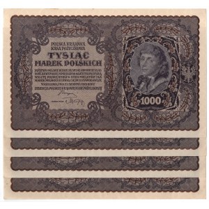 II RP, Set of 1000 Polish marks 1919 III series F - 4 pieces from one packet