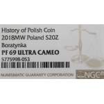 III RP, 20 złotych 2018 Historia monety polskiej boratynka, tymf Jana Kazimierza - NGC PF69 Ultra Cameo