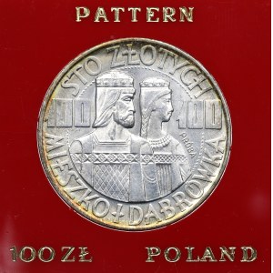 Volksrepublik Polen, 100 Zloty 1966 Mieszko i Dąbrówka Muster Silber