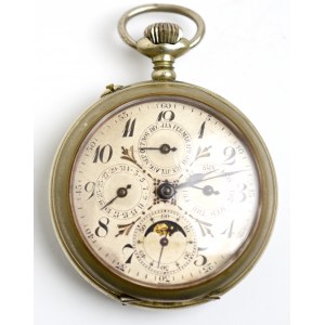 Europe, Jh hasler &amp; fils pocket watch with moon phases 19th century.