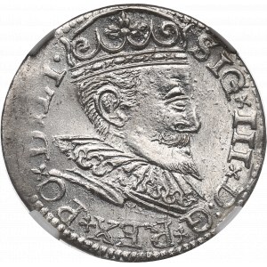 Sigismund III Vasa, Trojak 1596, Riga - unbeschrieben NGC MS63