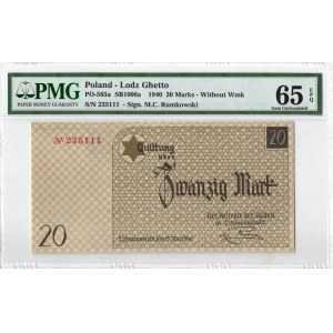 Litzammstadt Getto, 20 mark 1940 - PMG 65EPQ