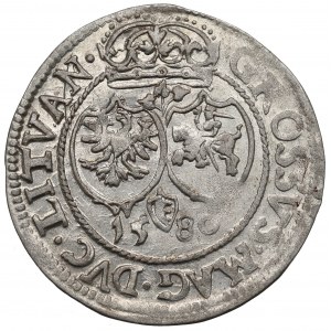 Stefan Batory, Pfennig 1580, Vilnius - Seltenheit eines dreifachen Blattes auf der Rückseite