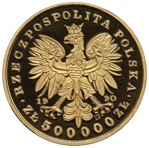 III RP, 500.000 złotych 1990 Piłsudski - Duży Tryptyk
