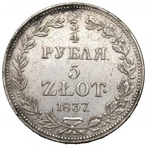 Zabór rosyjski, Mikołaj I, 3/4 rubla=5 złotych 1837 MW, Warszawa