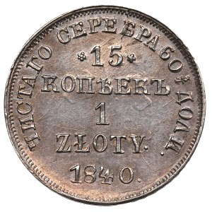 Poland under Russia, Nicholas I, 15 kopecks=1 zloty 1840