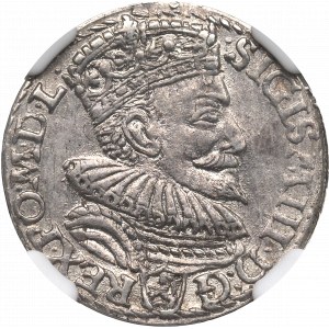 Sigismund III Vasa, Trojak 1594, Malbork - unbeschrieben NGC MS61