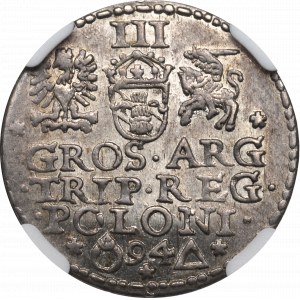 Sigismund III, 3 groschen 1594, Marienburg - NGC MS61