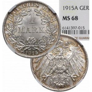 Germany, 1 mark 1915 A, Berlin - NGC MS68