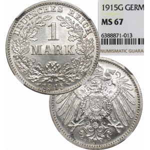 Deutschland, 1 Mark 1915 G, Karlsruhe - NGC MS67