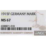 Deutschland, 1 Mark 1915 F, Stuttgart - NGC MS67