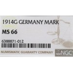 Deutschland, 1 Mark 1914 G, Karlsruhe - NGC MS66