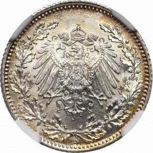 Niemcy, 1/2 marki 1918 D Monachium - NGC MS67