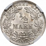 Germany, 1/2 mark 1918 D - NGC MS67