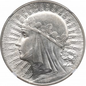 II Republic of Poland, 10 zlotych 1932, Women's Head - NGC MS62