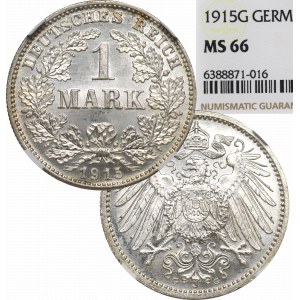 Deutschland, 1 Mark 1915 G, Karlsruhe - NGC MS66