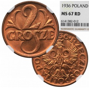 II RP, 2 grosze 1936 - NGC MS67 RD