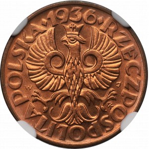 II Republic of Poland, 2 groschen 1936 - NGC MS66 RD