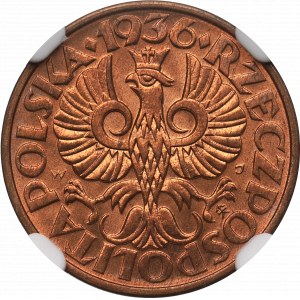 II Republic of Poland, 2 groschen 1936 - NGC MS66 RD
