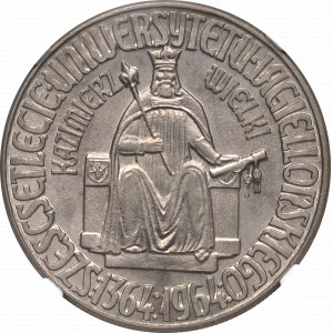 PRL, 10 Zloty 1964 Kazimierz Wielki - Miedzionikiel Trial ohne Aufschrift NGC MS65