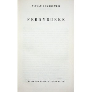 Gombrowicz Witold FERDYDURKE Wydanie 1 KRAJOWE