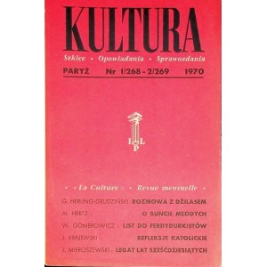 KULTURA PARYŻ Nr.1/268 - 2/269 1970 MIŁOSZ GOMBROWICZ HERTZ