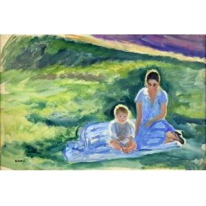 Irena WEISS – ANERI (1888-1981), W letnim słońcu – Portret piastunki z dzieckiem, ok. 1914