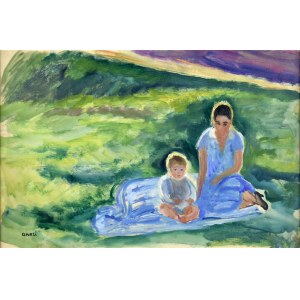 Irena WEISS - ANERI (1888-1981), In der Sommersonne - Bildnis eines Mannes mit Kind, ca. 1914