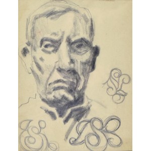 Stanislaw KAMOCKI (1875-1944), Selbstbildnis mit Skizzen des Monogramms SK