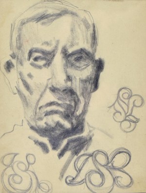 Stanisław KAMOCKI (1875-1944), Autoportret ze szkicami monogramu SK