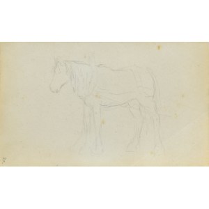 Jacek MALCZEWSKI (1854-1929), Sketch of a horse standing in a harness shown from the left side