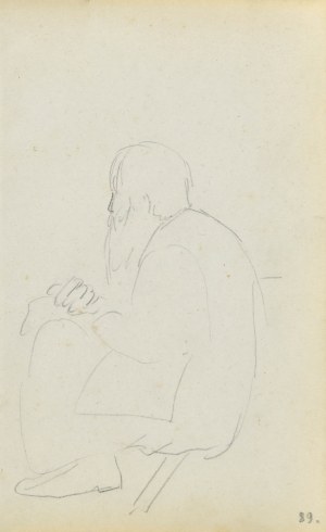 Jacek MALCZEWSKI (1854-1929), Siedzący starzec widziany z lewego boku, lekko od tyłu